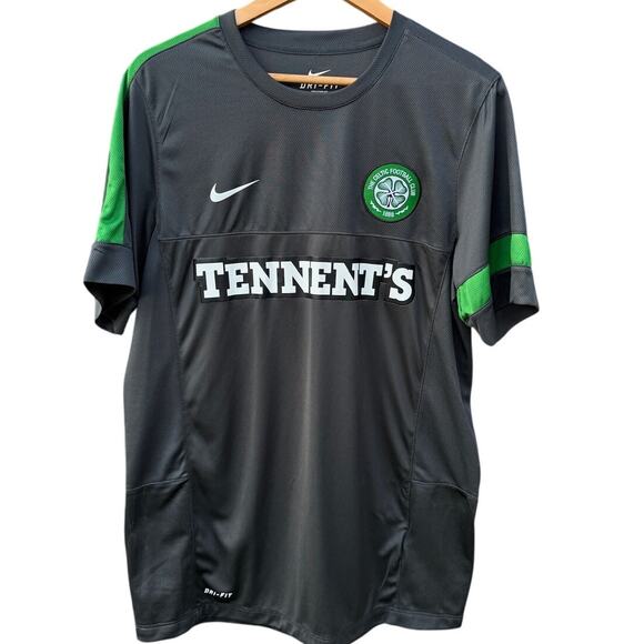 Tennents Celtic Football Club Nike Soccer gray green Dri-fit jersey Size Large - Picture 1 of 5